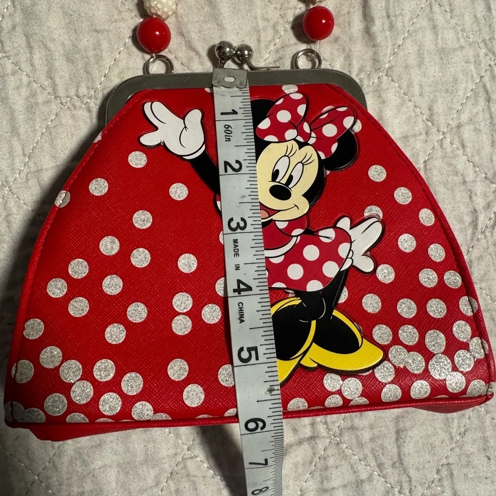 Disney Minnie Mouse Red Polka Dot Kiss Lock Purse Mini Handbag Cute Reto Style
